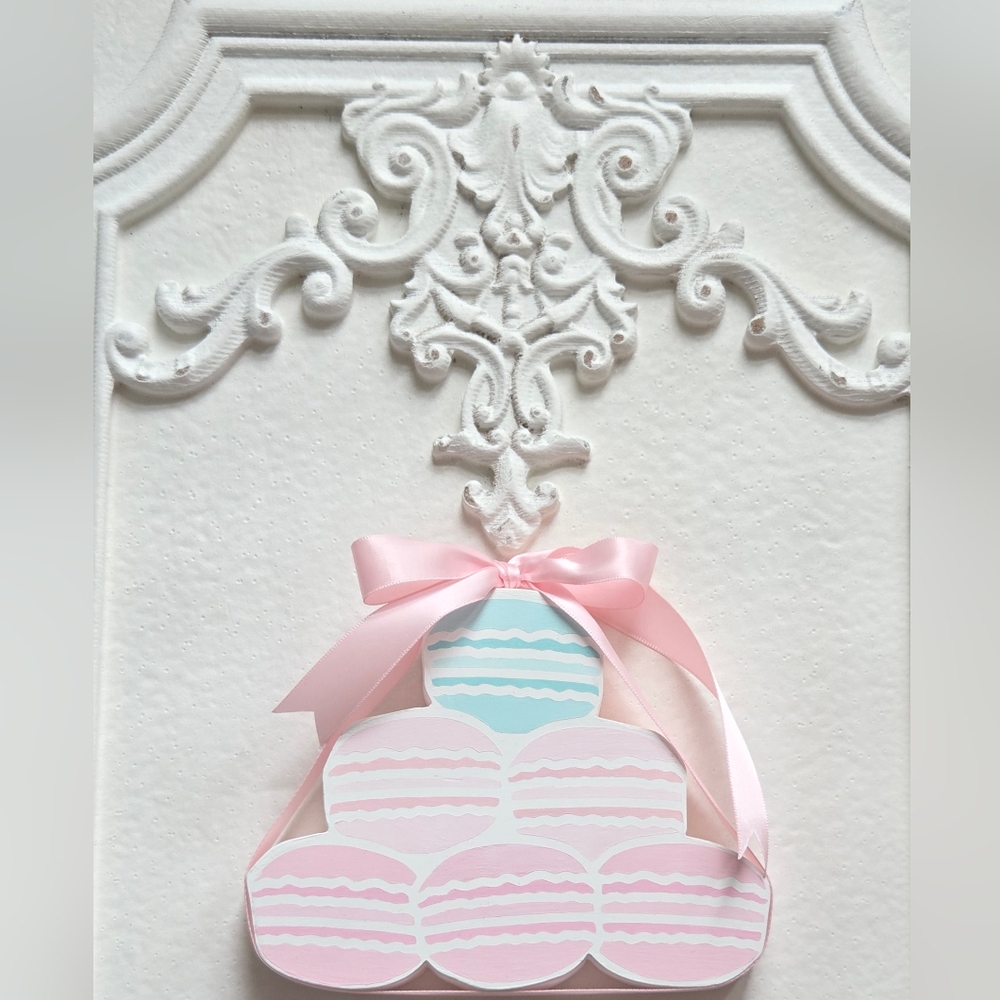 Pink Ribbon Macaron Wood Decor - Picture 2 of 3